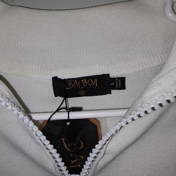 NWT Dolls Kill , Sexy , Sparkly White Long Sleeved Zip Up Popped Collar … - Picture 10 of 14